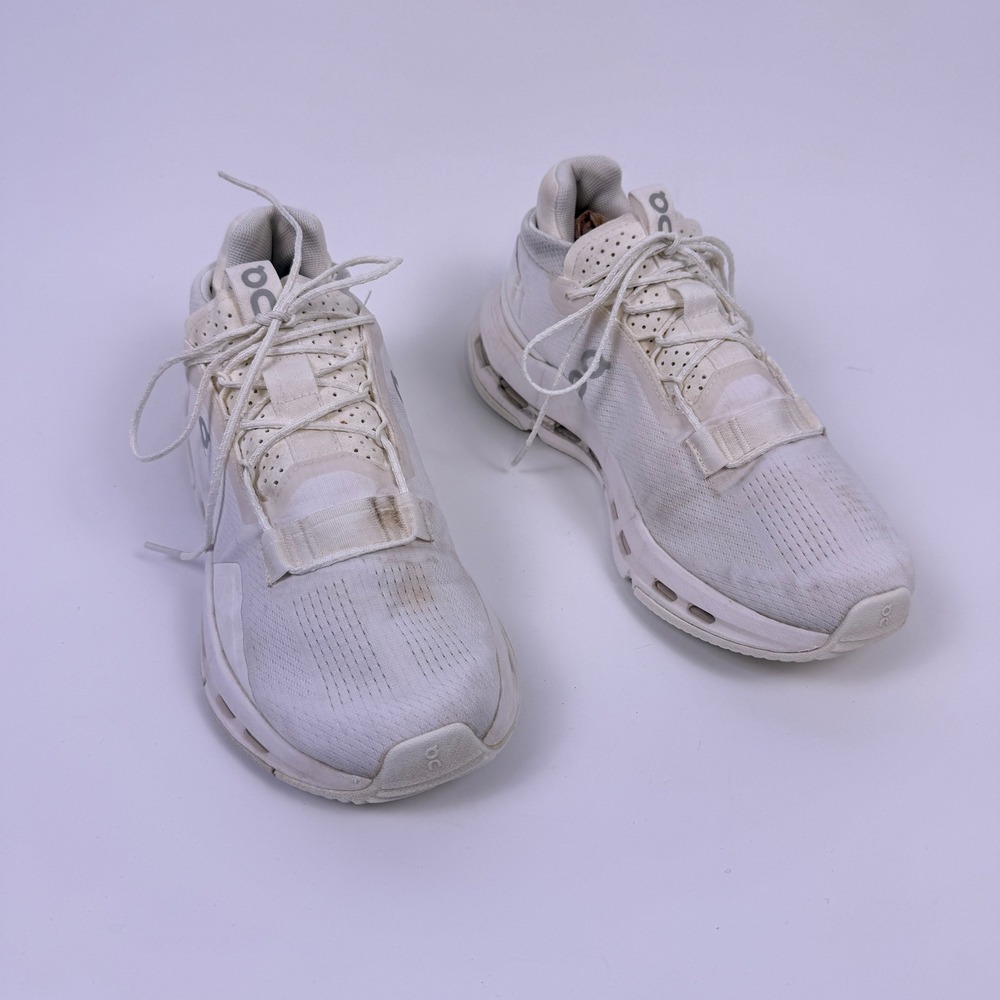 On Cloudnova Running Shoes Women 9 Undyed White Athletic Sneakers READ